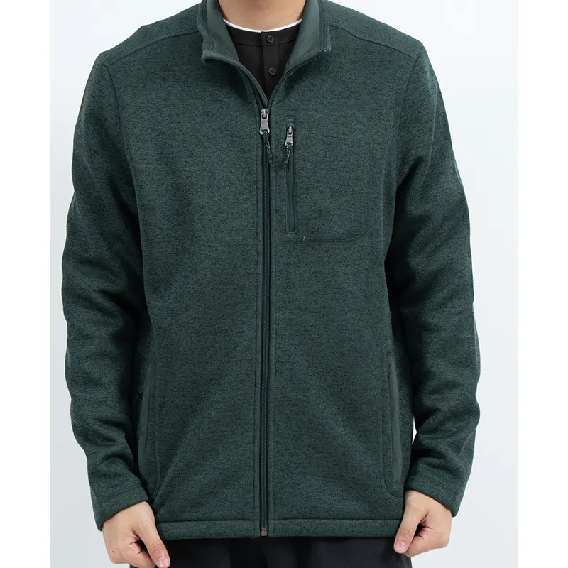 Jaket Zip Kolar Pendirian Hijau dengan Dada Berzip dan Poket Sisi Jaket Zip Kolar Pendirian Hijau dengan Dada Berzip dan Poket Sisi