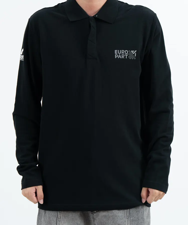 Long Sleeve Polo Shirt with Chest Logo and Truck Back Graphic