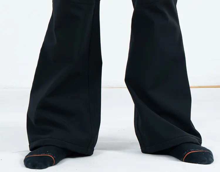 Flared Waterproof Hardshell Cargo Pants with Thermal Fabric and Angled Zip Pockets