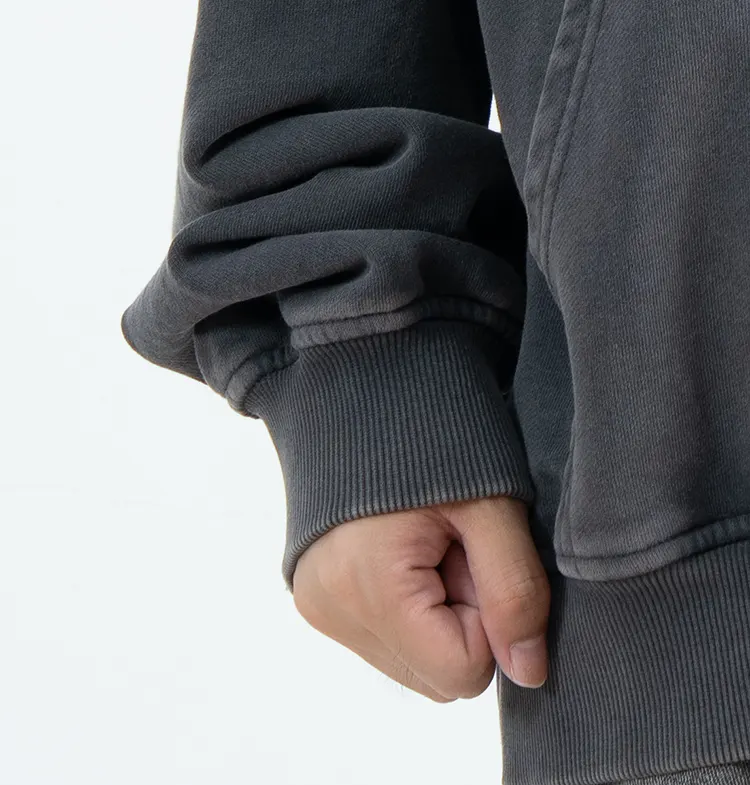 Oversized Charcoal Zip-Up Hoodie with Faded Appearance