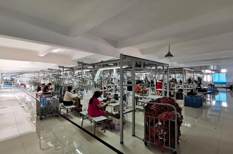 Wide view of our large-scale 10,000 sqm garment production facility