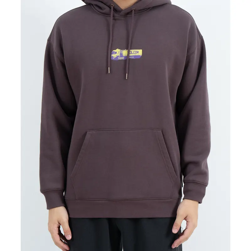 Hoodie Pullover dengan Poket Kanggaru dan Grafik Belakang Lori Pelbagai Warna